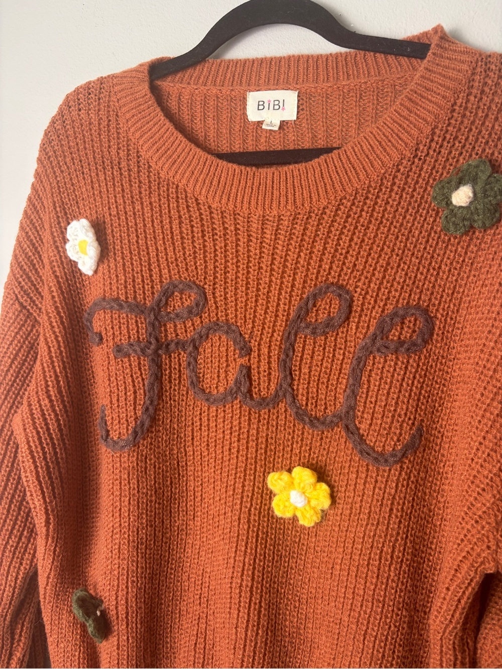 BiBi Rust Fall Crew Neck Sweater Size L - Picture 5 of 6